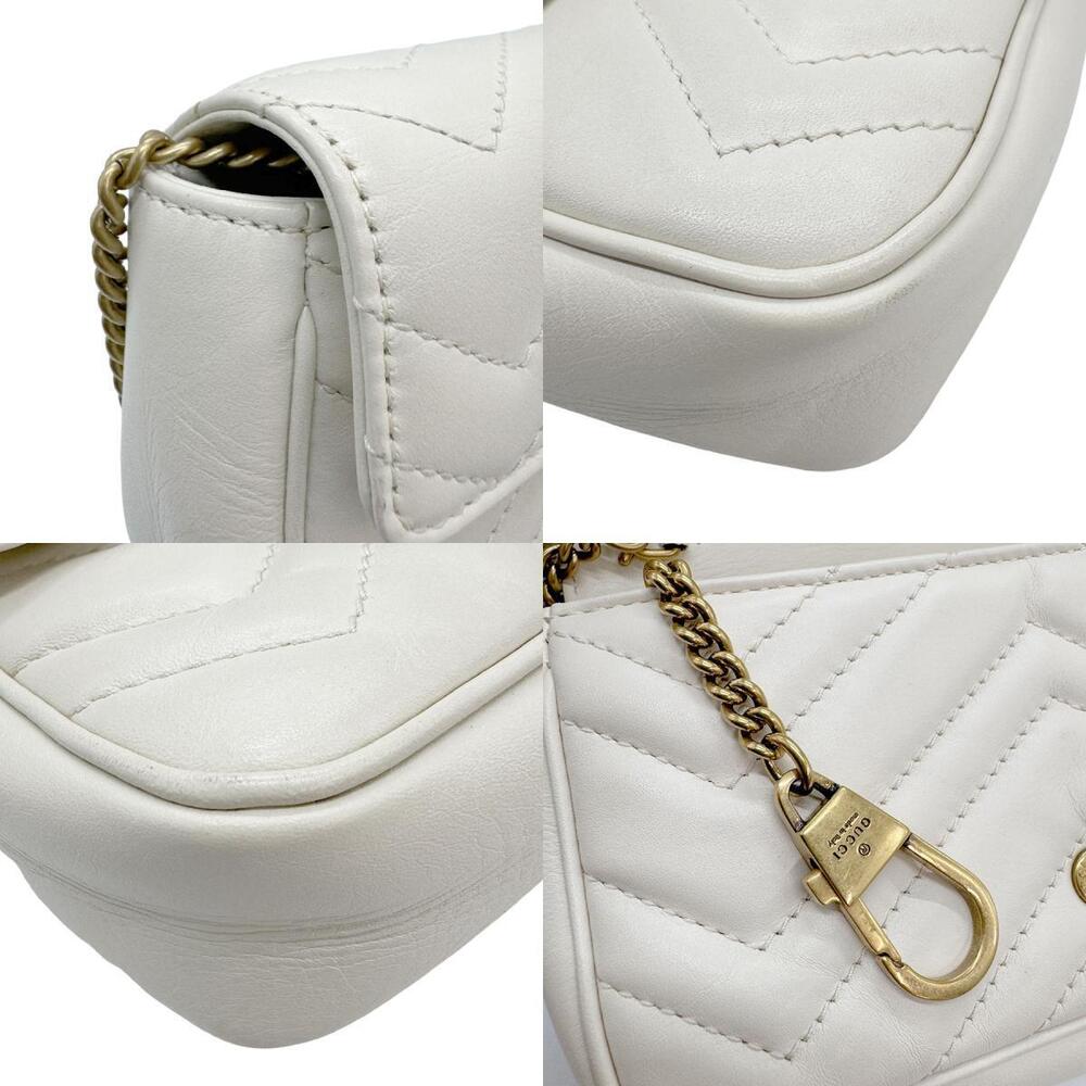 Gucci GG Marmont Leather Shoulder Bag Ivory White - Picture 4 of 5